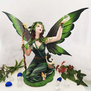 Green Fairy w. Dog in Bag (approx. 43x32x20cm)