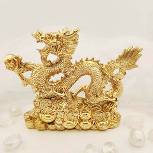 World Spirituality: Gold Chinese Money/Prosperity Dragon (approx. 16x21.5cm)