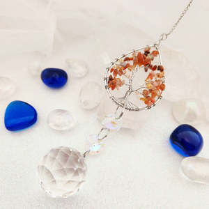 Wall Art Hanging Gifts: Carnelian/Agate Tree of Life Hanging Prism