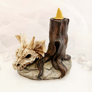 Aromatics Accessories: Dragon Skull With Tree Trunk Incense Holder (approx. 15x11.5x12cm)