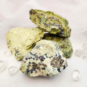 Crystals Fossils: Serpentine with Pyrite Rough Rock (assorted. approx. 10.7-13.5x8.3-11.4cm)
