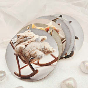 Lazy Cat Coaster (MDF. approx. 10cm diameter)