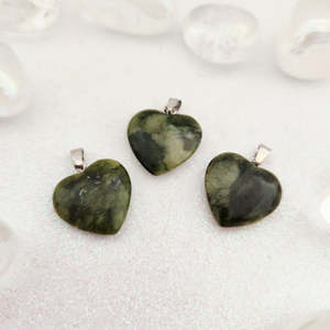 Jade Heart Pendant (assorted. silver plated bail)