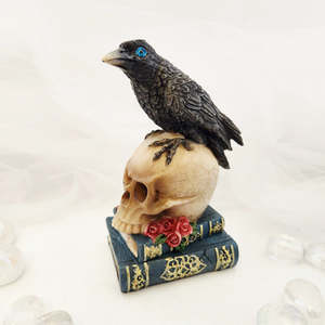 Crow, Skull, Books Stack (assorted. blue or purple book. approx. 13x5-7cm)