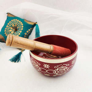 World Spirituality: Red Tibetan Singing Bowl (approx. 12.5cm diameter)