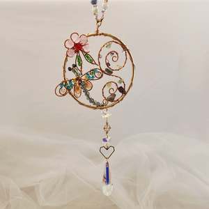 Wall Art Hanging Gifts: Dragonfly Beaded Hanging Prism