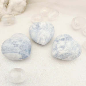 Crystals Fossils: Blue Calcite Heart, Assorted