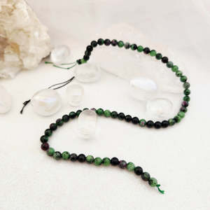 Ruby in Zoisite Round Bead Strand, Assorted, 6-7mm beads