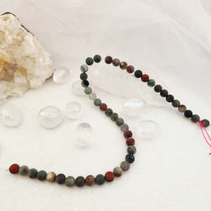 African Bloodstone Frosted Round Bead Strand, 8-9mm Beads, Assorted