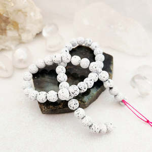 Beads Other Crafts: White (painted) Lava Bead Strand (approx. 44 x 8-9mm round beads)