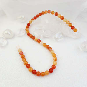 Beads Other Crafts: Carnelian Round Bead Strand, 8-9mm Beads, Assorted