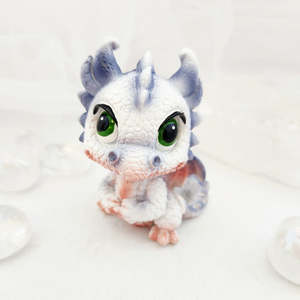 Mystical Magical: White Baby Big Eyed Dragon (approx. 7.5x5.5cm)