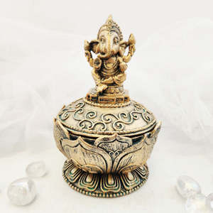 World Spirituality: Ganesh Bronze Look Box (approx. 16x10.5cm)