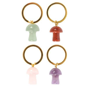 Crystals Fossils: Crystal Mushroom Keyring - Assorted Crystals