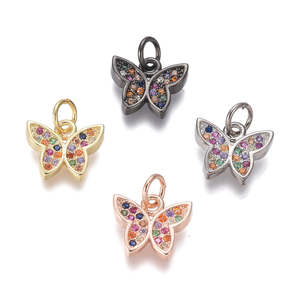 Beads Other Crafts: Butterfly Charm w. Cubic Zirconias (assorted colours)