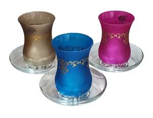 Blue Turkish Tea Glass & Saucer