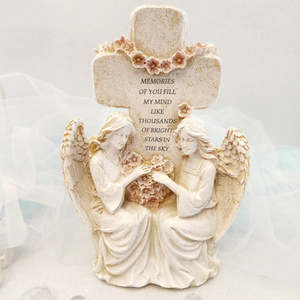 Inspirational Heartfelt Gifts: Memorial Angel on Cross (approx. 22cm)