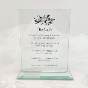 Inspirational Heartfelt Gifts: His Smile Memorial Plaque (approx. 17cm)