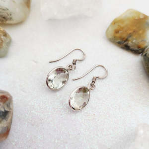 Jewellery Other Accessories: Prasiolite Faceted Earrings, in Sterling Silver