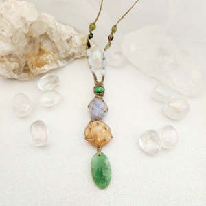 Mixed Chalcedony Wrapped Pendant (hand crafted in Aotearoa New Zealand)