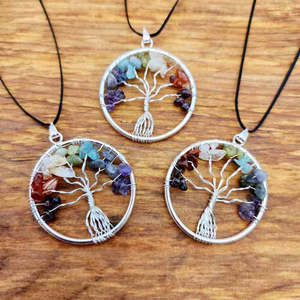 Chakra Tree of Life Pendant (assorted. silver metal)