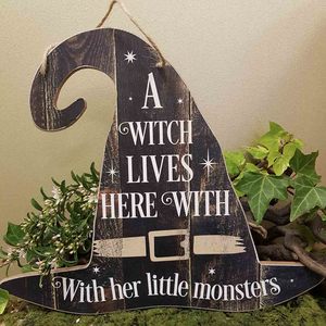Mystical Magical: A Witch Lives Here Hat Sign (approx. 35x30cm)