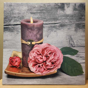 Flower & Candle Picture with LED lights (approx. 39.5x39.5cm)