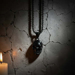 Black Skull Pendant Necklace | Gothic | Stainless Steel
