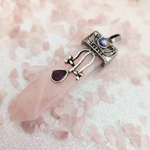 Jewellery Other Accessories: Rose Quartz, Amethyst & Opalite Crystal Pendant | Love & Calm | Assorted