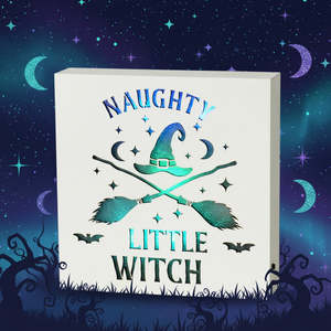 Naughty Little Witch | Light Up Sign | Colour Changing