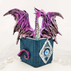 Purple Dragon on Book | Eye Symbol | Resin