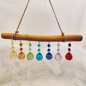 Hanging Gifts: Rainbow Crystal Prism Hanging | Suncatcher | Wooden Branch