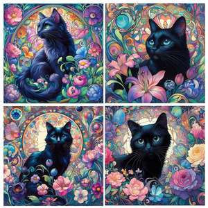 Black Cat Coasters | Ceramic | Set of 4