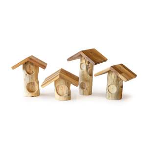 Light Tree Log Houses Set of 4
