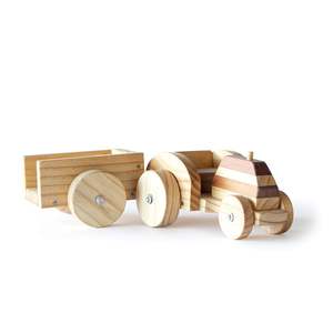 Construction Vehicles: NZ Upcycled Wooden Tractor & Trailer