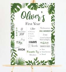 First Birthday Milestones: Jungle First Birthday Milestone