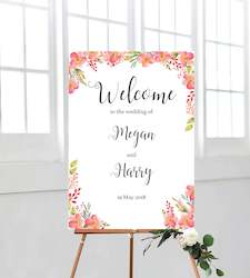 Welcome Signs: Pink Floral Welcome Sign