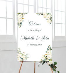 Welcome Signs: White Roses Welcome Sign