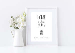 Mothers Day Print: Home is Where Mum is Mother's Day Print