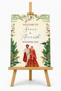 Personalised Indian Bride & Groom Welcome Sign