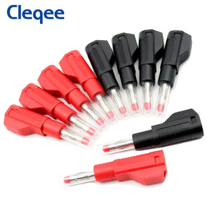 Cleqee P10043 Stackable 4mm Banana Plugs with Retractable Safety Shield - 10 pcs