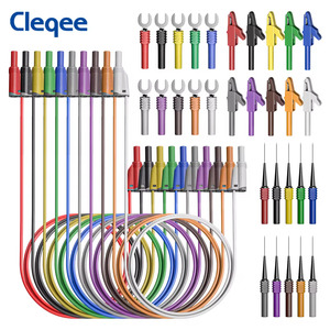 M Measure And Test: Cleqee CKT011 Stackabe Shrouded Banana Plug Silicone Test Lead Kit - 300V 15A 10 Colors