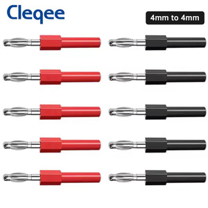 M Measure And Test: Cleqee P7022 4mm Banana Plug Adpator - Male Exposed Plug to Safety Shrouded Female (10-pack)