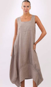 Outerwear: Gabriella linen dress mocha