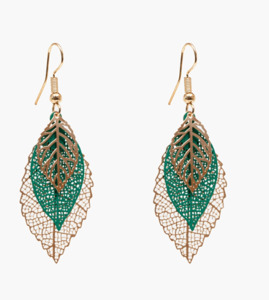 Leaves earring green and gold