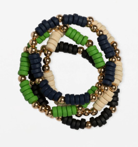 Jewellery: Navy/green bracelet set