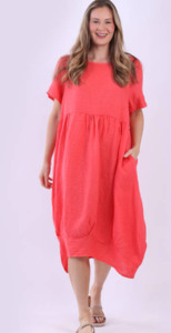 Outerwear: Mila linen dress coral
