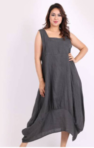 Gabriella linen dress charcoal