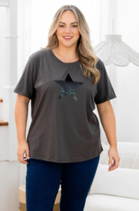 Sequin tee charcoal
