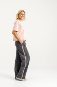 Palazzo pants graphite w blossom tape